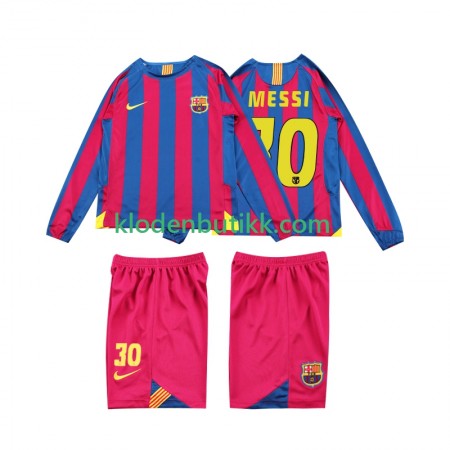 FC Barcelona Lionel Messi 10 2006 Barn Retro Hjemme Fotballdrakt 2005 Langermet